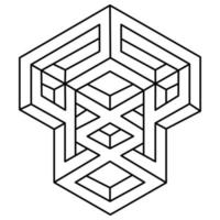 Impossible shapes logo design, optical illusion object. Op art figure. vector