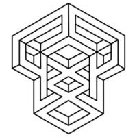 Impossible shapes logo design, optical illusion object. Op art figure. vector