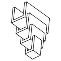 Impossible shapes. Optical illusion figures. Op art object. Line art shape. vector