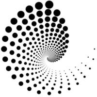 Fondo monocromático abstracto, elemento decorativo, diseño de puntos en espiral, ilusión óptica