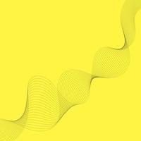 Abstract black wave thin curved lines graphic for design, yellow background vector