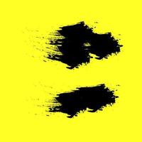 Vector de trazos de textura grunge pintado a mano negro abstracto en fondo amarillo