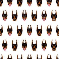 Seamless pattern from a set of poses of the Doberman Pinscher dog breed vector