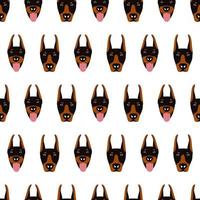 Seamless pattern from a set of poses of the Doberman Pinscher dog breed vector