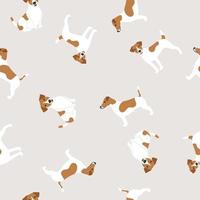 Seamless pattern with poses of Jack Russell Terrier dog breed vector