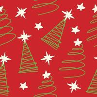 Christmas Tree Seamless Pattern Hand Drawn Doodle