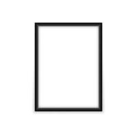 Empty black photo frame mockup. Blank rectangular vertical template with white center realistic design for picture and promotional vector image