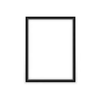 Empty black photo frame mockup. Blank rectangular vertical template with white center realistic design for picture and promotional vector image