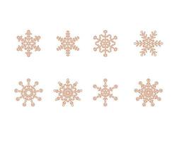 Conjuntos de copos de nieve de arte lineal para decoración navideña, vacaciones de año nuevo, navidad meery vector