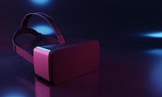 VR Headset with cyberpunk colorful light with copy space. Virtual reality technology and Innovation concept. 3D illustration rendering