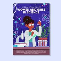 cartel del día internacional de la mujer y la niña en la ciencia vector