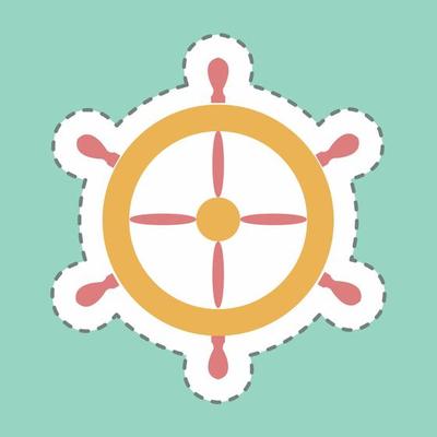 Sticker Ship Wheel - Line Cut - Simple illustration,Editable stroke