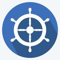 Icon Ship Wheel - Long Shadow Style - Simple illustration,Editable stroke vector