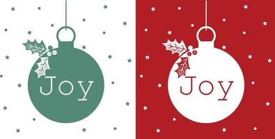 Joy in decoration christmas ball with hollies placement icon design vector,for christmas card, print, decoration, scrapbooking, invitation, stencil, sticker, wallpaper, gift wrapping  L vector
