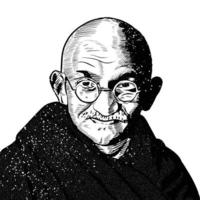 Surakarta, Indonesia, December 8 2021, Mahatma Gandhi potrait illustration on white background vector