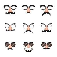 Fake Nose and Glasses Set with Mustache and Eyebrows vector