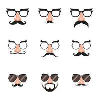 nariz falsa y gafas con bigote y cejas vector