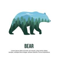 Bear Double Exposure Illustration vector