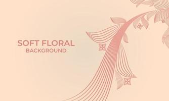 soft color line floral ornament shape background vector