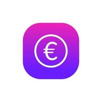 Euro coin button gradient vector