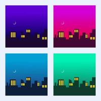 City light landscape with gradient vector