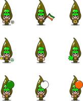 vector personaje de dibujos animados disfraz de mascota cardamomo conjunto de verduras paquete día de san patricio