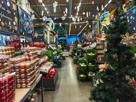 Lviv, Ukraine 2021 - Christmas toys on shelves, Christmas decorations photo