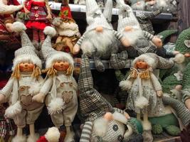 Lviv, Ukraine 2021 - Christmas toys on shelves, Christmas decorations photo