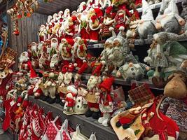 Lviv, Ukraine 2021 - Christmas toys on shelves, Christmas decorations photo