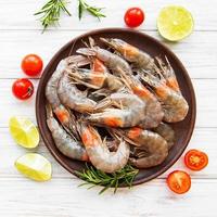 Fresh raw prawns photo