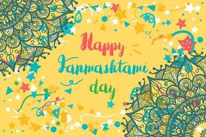 feliz día de janmashtami banner vector