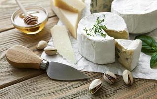 Various types of cheese,  blue cheese,  bree, camambert photo