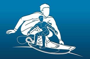 Shadow Surfing Sport Players Action vector