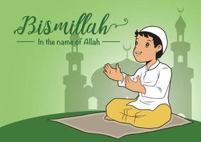 Muslim boy praying vector