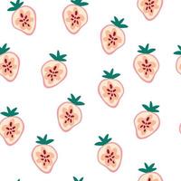 Strawberry seamless pattern. Sweet, delicious berry. Texture for fabric, wrapping, textile, wallpaper, apparel. Summer berries background. Hand draw Vector Cartoon illustration