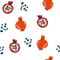 Pomegranates seamless pattern. bright and juicy pomegranate fruits. Abstract ornament for fabric, wallpaper, posters. Hand draw Vector Cartoon illustration