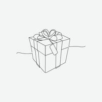caja de regalo de dibujo de línea continua con cinta