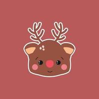 Cute deer face animal cartoon character vector