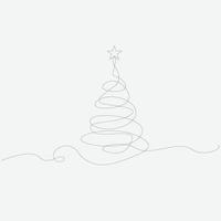 Christmas tree one line drawing vector
