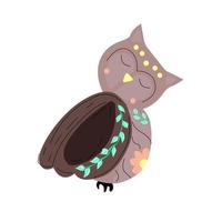 Cute cartoon owl sleeping. Vector isolated, minimalism, doodle style.