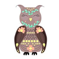 Cute cartoon owl pattern. Vector isolated, minimalism, doodle style.