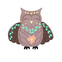 Cute cartoon owl. Vector isolated, minimalism, doodle style.