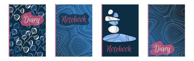 Set A4 templates for notebook. Vector modern design diary, planning, notepad.
