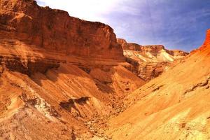 Scenic view of Masada mount in Judean desert near Dead Sea, Israel.