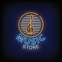 Music Store Neon Signs Style Text Vector