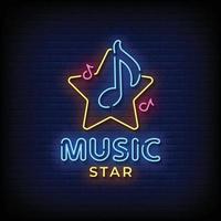 Music Star Neon Signs Style Text Vector