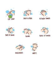 cómo lavarse las manos ilustración de arte de dibujos animados dibujados a mano vector