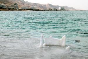 Dead Sea, is a salt lake bordering Jordan to the north, and Israel to the west. Its surface and shores are 430.5 metres 1,412 ft photo