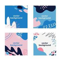 Set of Social media template posts with editable text, abstract colorful shapes, dots and lines. Vector illustration.