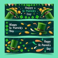 St Patrick's Hat with Gold Coins Banner Set vector